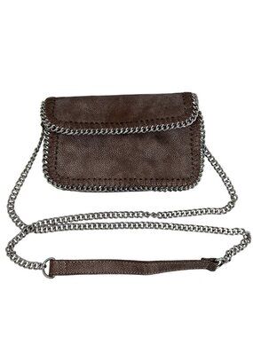 Sondra Roberts Squared Faux Leather Chain Strap Crossbody Bag Metallic Brown & S